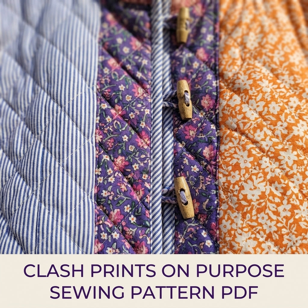 Bright Toggle Patchwork Jacket Sewing Pattern PDF – Colourful Quilted Jacket