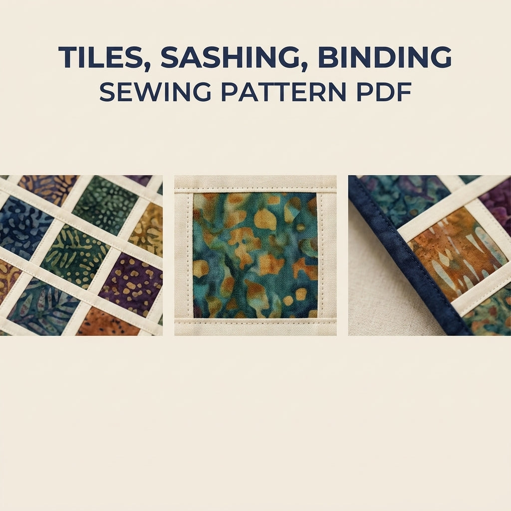 Modern Mosaic Quilt Pattern PDF – Small Squares Throw Quilt with Narrow Sashing for Batik Fabrics
