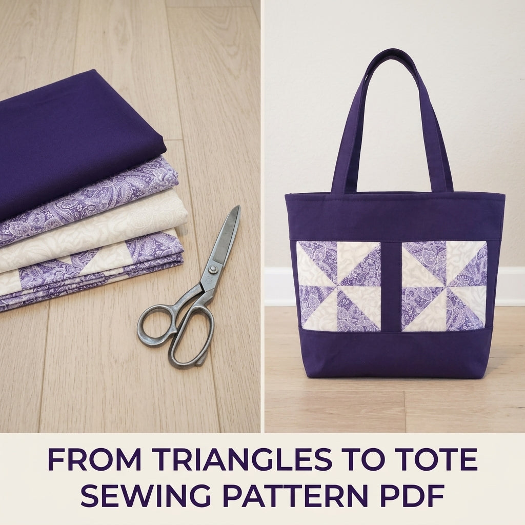 Pinwheel Block Canvas Tote Sewing Pattern PDF – Quilt Block Tote Bag