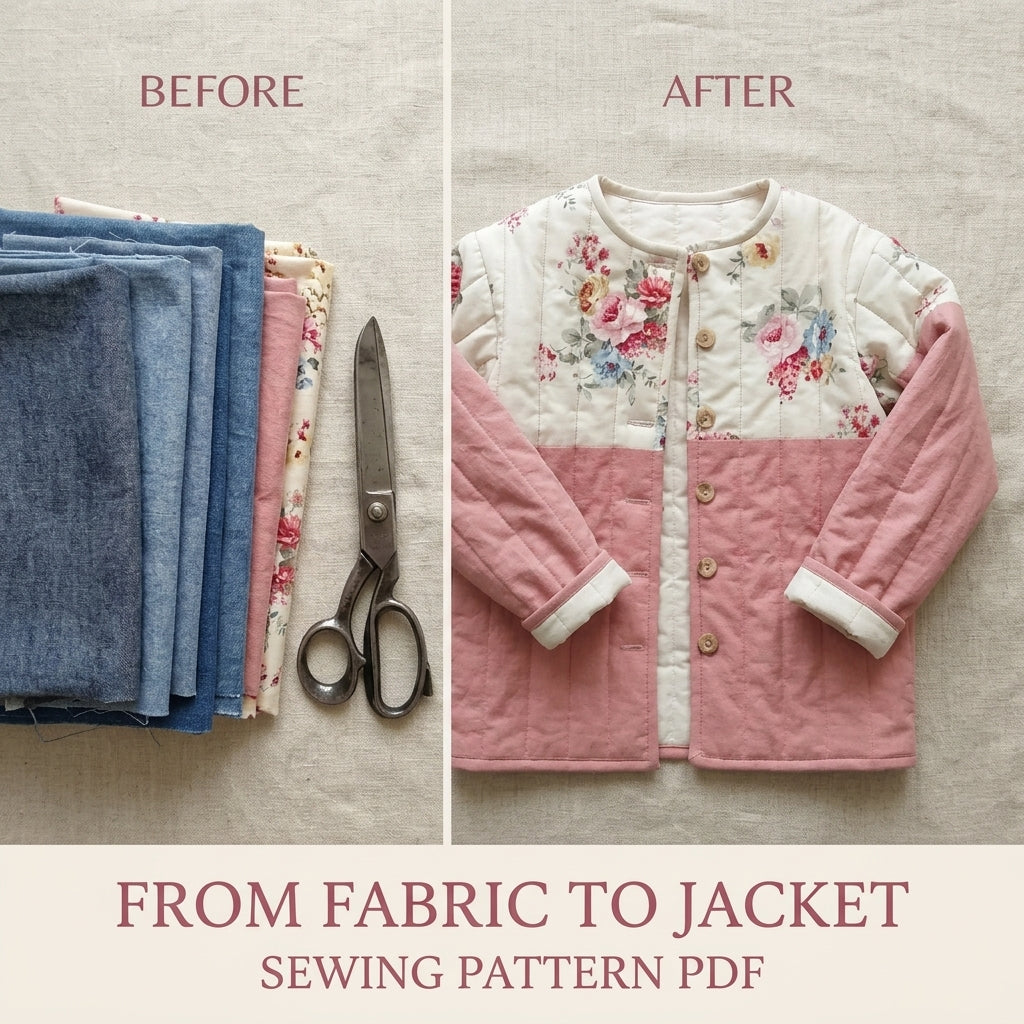 Girls Rose Quilted Jacket Sewing Pattern PDF – Kids Quilted Coat
