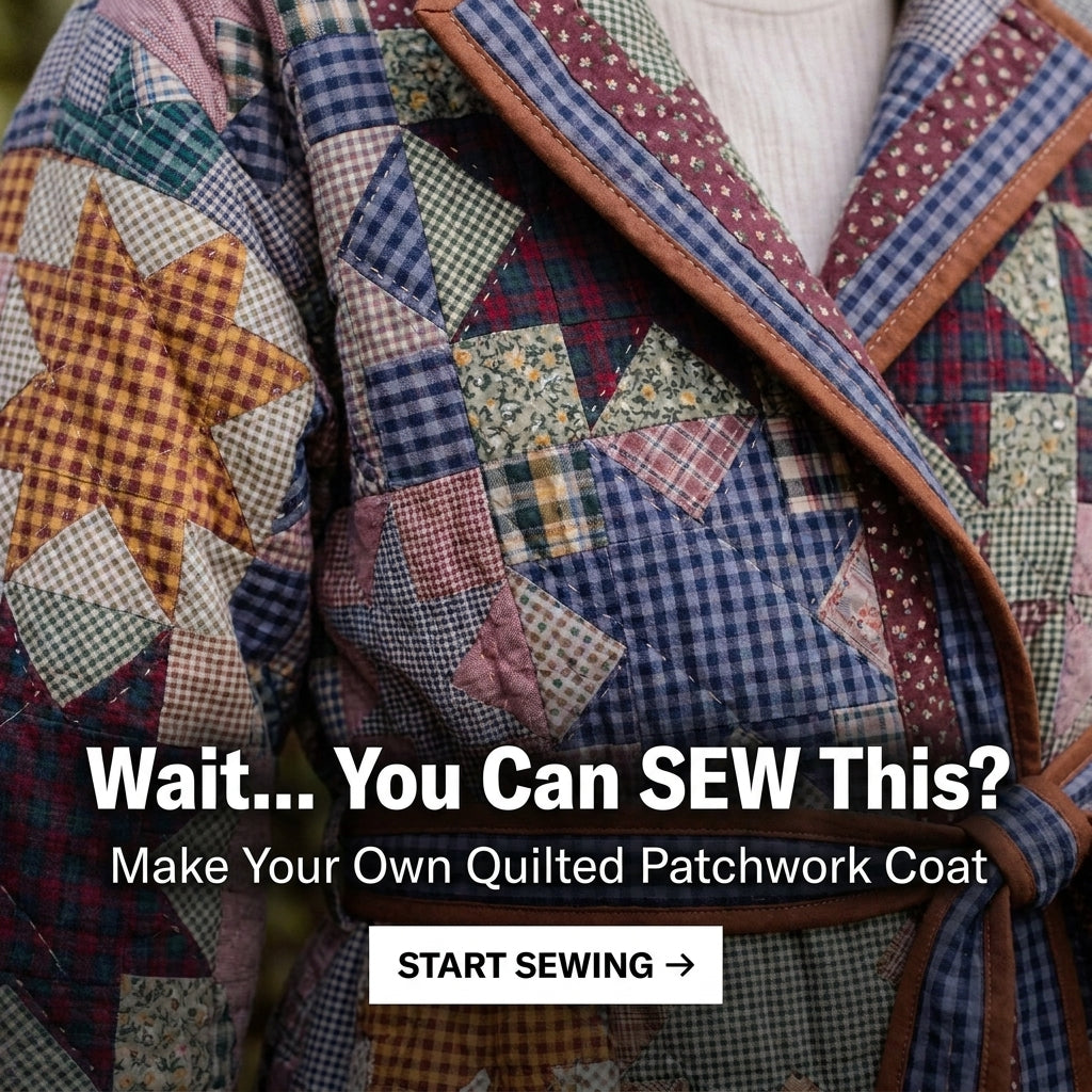 Quilt Coat Sewing Pattern – Long Belted Patchwork Star Coat