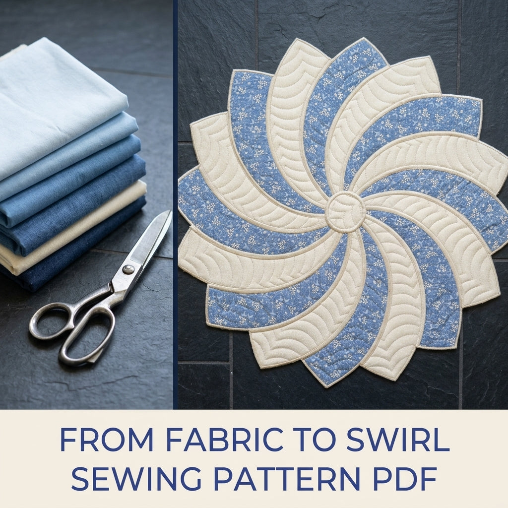 Swirl Table Topper Sewing Pattern PDF – Round Quilted Centrepiece