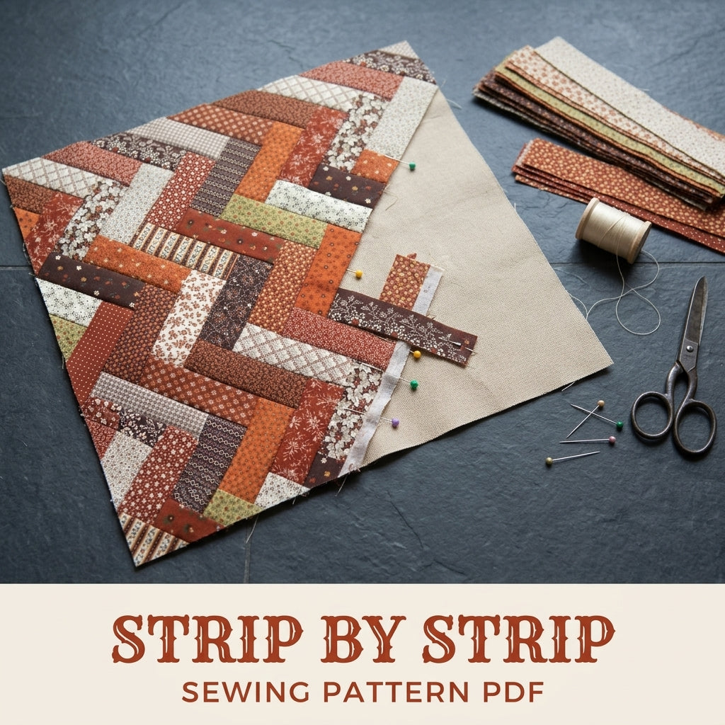 Autumn Braid Patchwork Cushion Sewing Pattern PDF – Herringbone Pillow