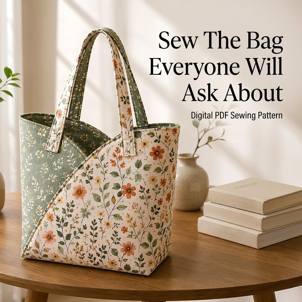 Quilted Tote Bag Sewing Pattern — Structured Rectangular Bag with Boxed Base, Beginner Friendly, PDF Download