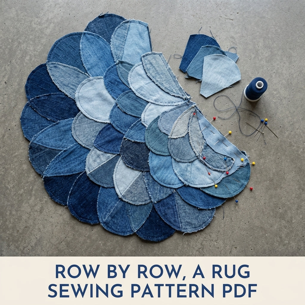 Denim Scallop Half Moon Rug Sewing Pattern PDF – Upcycled Jeans Doormat