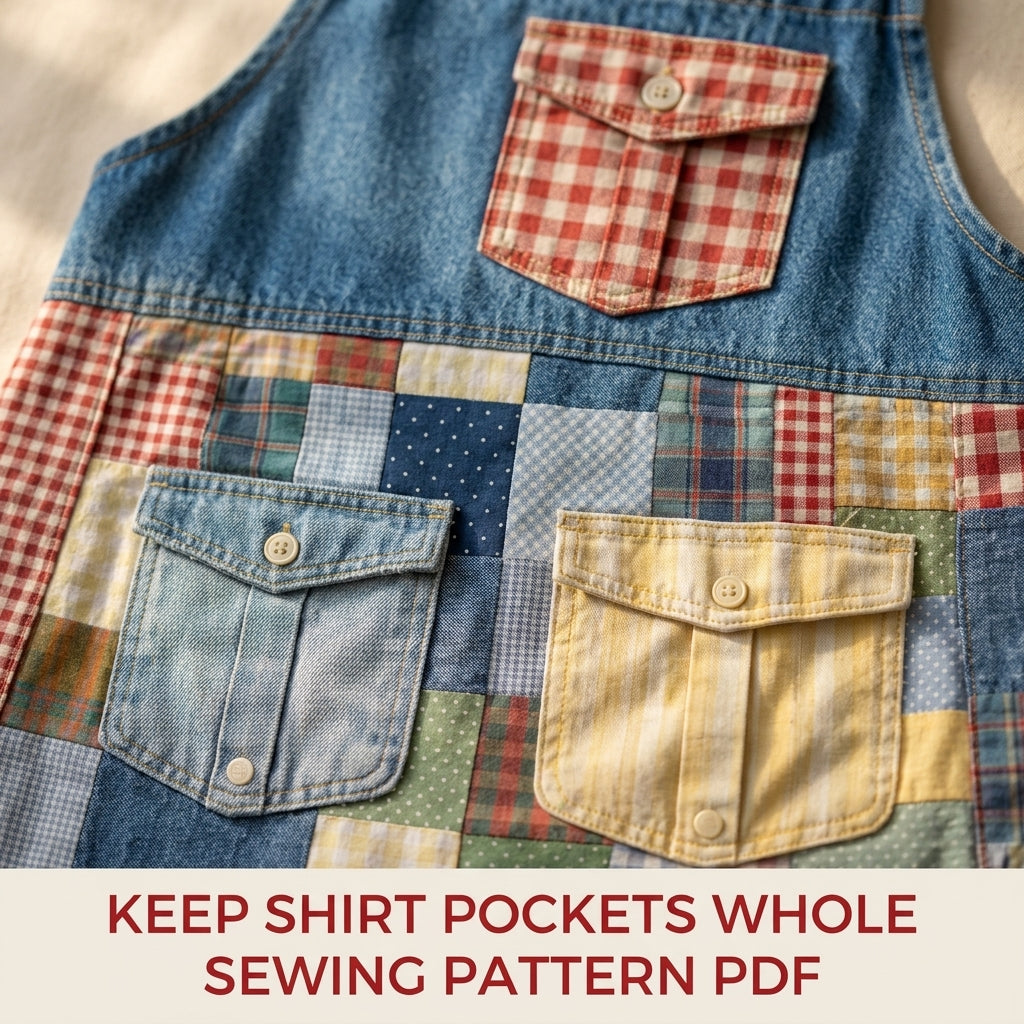 Denim Patchwork Ruffle Apron Sewing Pattern PDF – Upcycled Jeans Apron