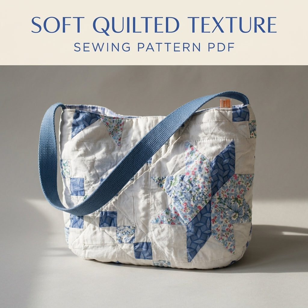 Quilt Star Bag Sewing Pattern PDF – Slouchy Shoulder Bag from a Vintage Quilt