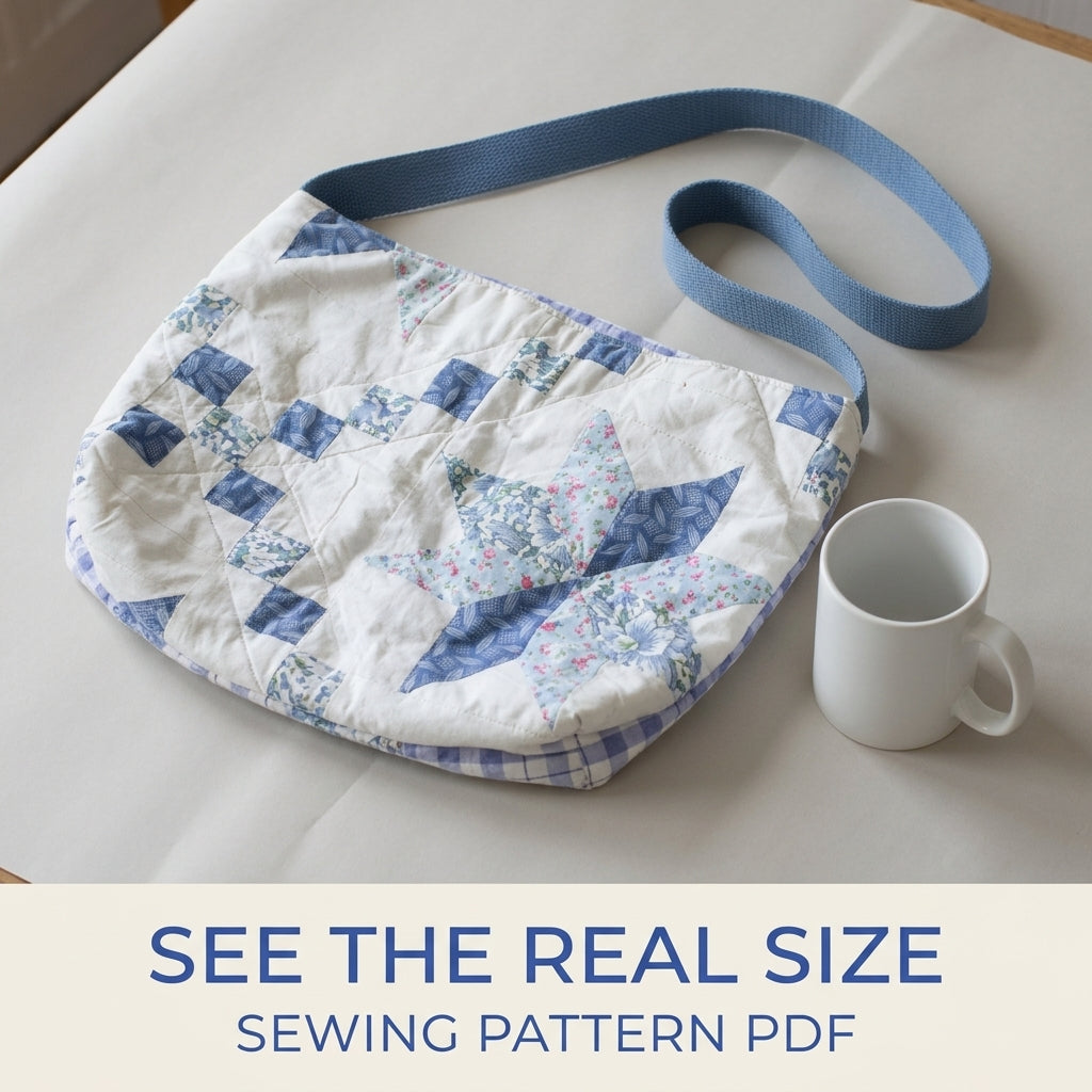 Quilt Star Bag Sewing Pattern PDF – Slouchy Shoulder Bag from a Vintage Quilt