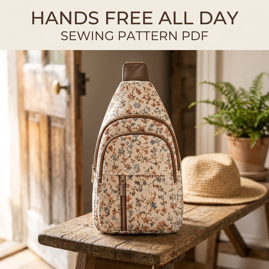 Floral Double Zip Sling Bag Sewing Pattern PDF – Crossbody Chest Bag