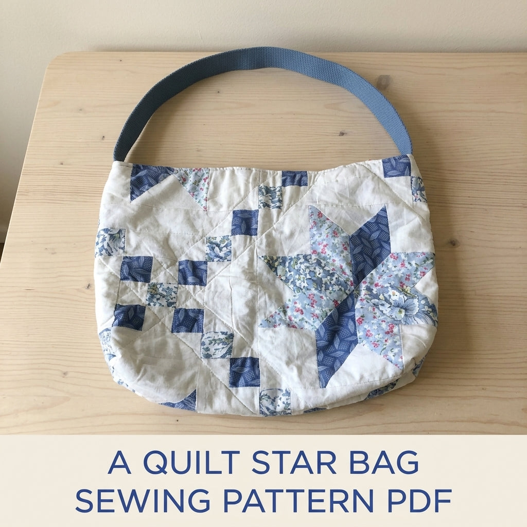 Quilt Star Bag Sewing Pattern PDF – Slouchy Shoulder Bag from a Vintage Quilt