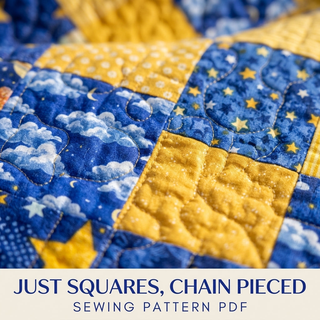 Star and Moon Checkerboard Quilt Sewing Pattern PDF – Easy Kids Square Quilt