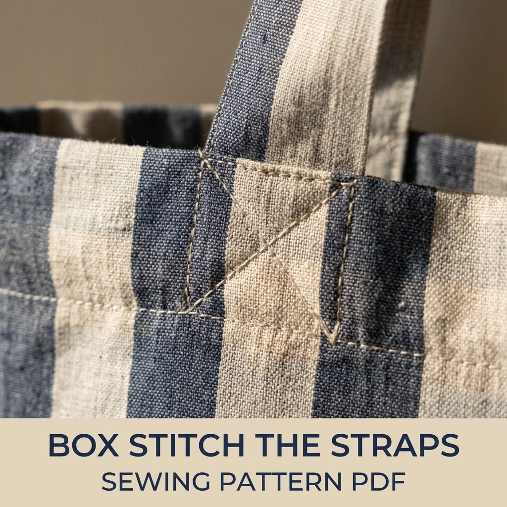 Striped Linen Tote Bag Sewing Pattern PDF – Easy Striped Shoulder Tote