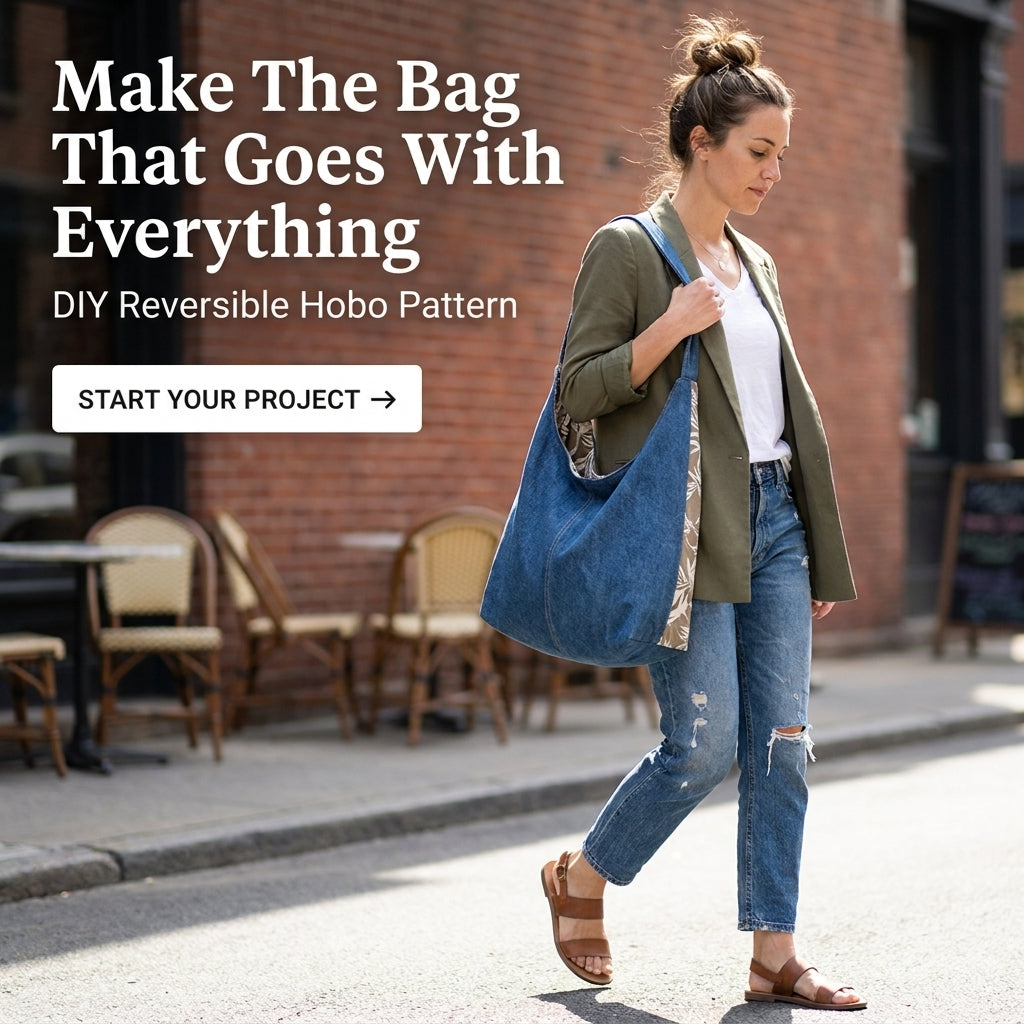 Reversible Hobo Bag PDF Sewing Pattern | Large & Medium Slouchy Shoulder Bag | Beginner Bag Sewing | Instant Download