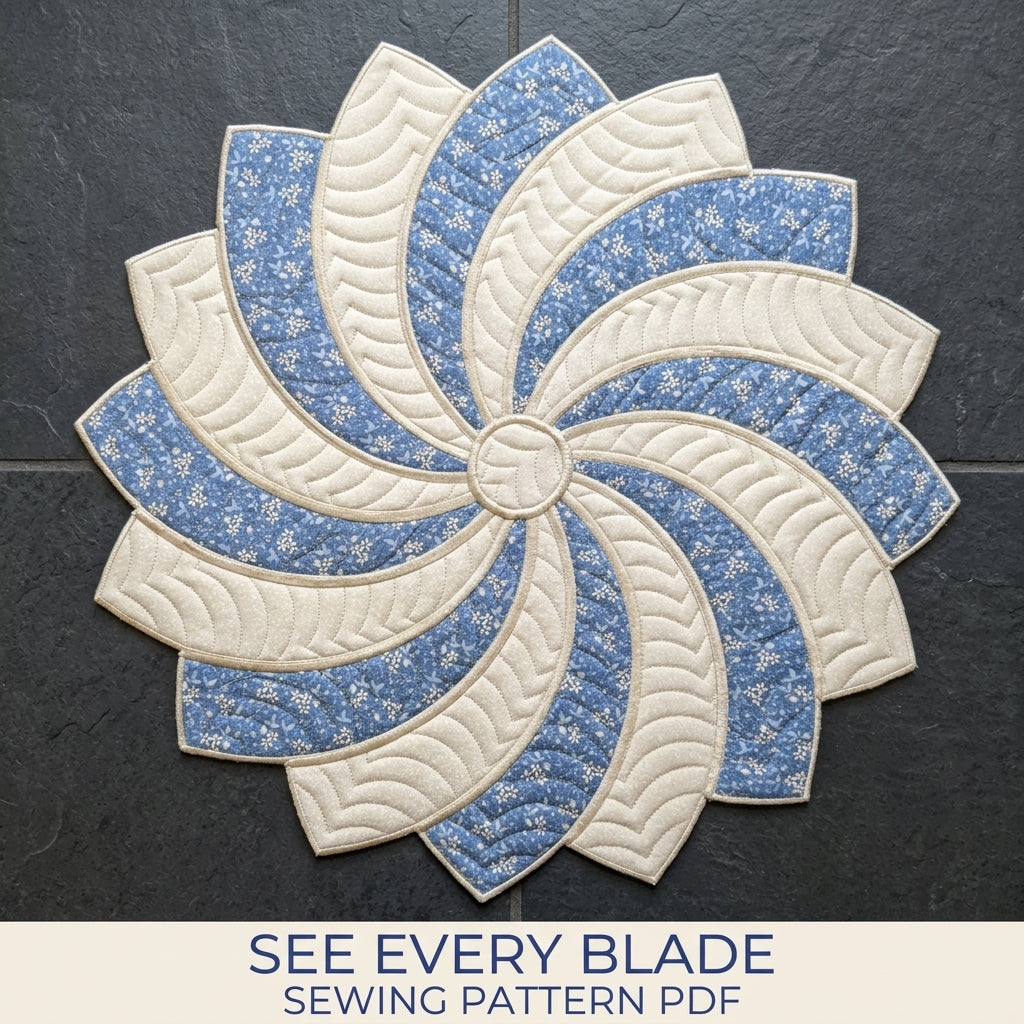 Swirl Table Topper Sewing Pattern PDF – Round Quilted Centrepiece