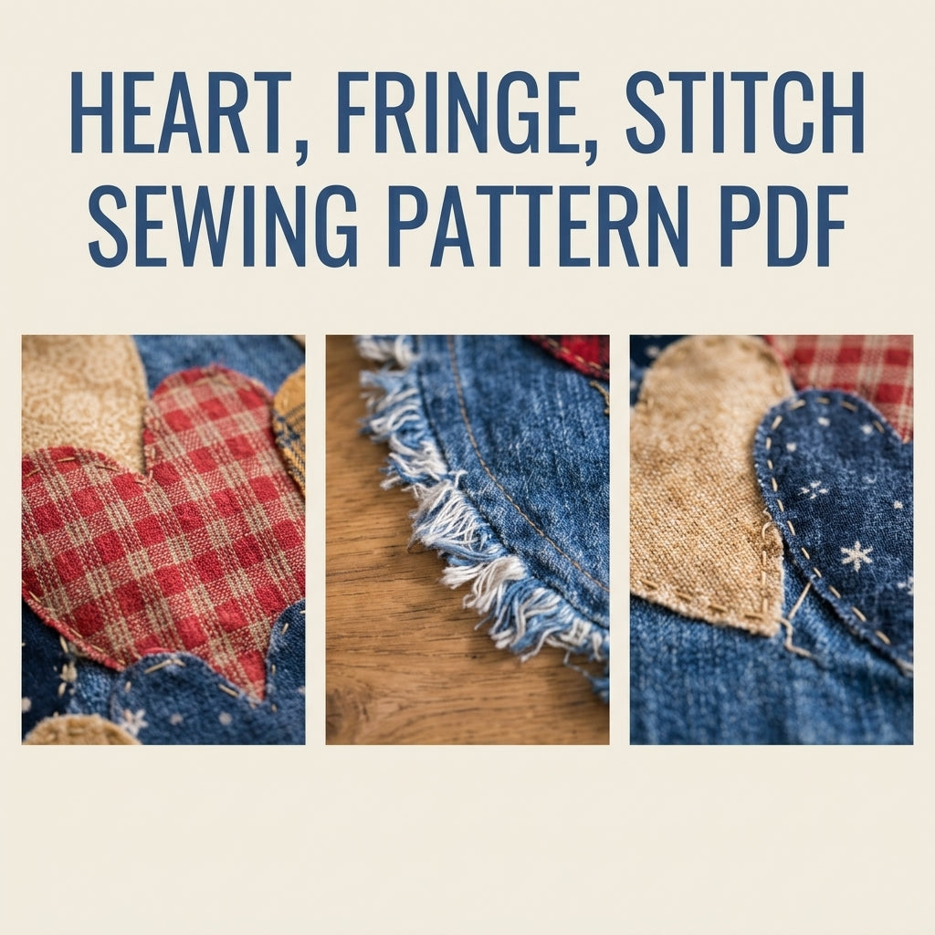 Denim Heart Placemats Sewing Pattern PDF – Upcycled Jeans Table Mats