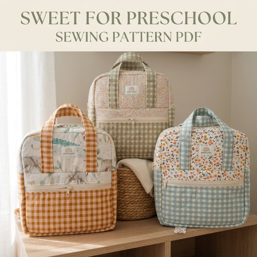 Kids Backpack Sewing Pattern PDF – Quilted Mini Backpack for Toddlers