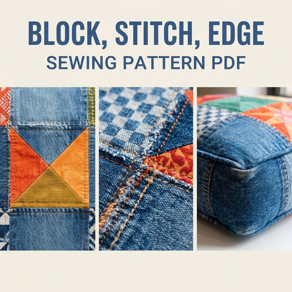 Denim Window Seat Cushion Sewing Pattern PDF – Upcycled Jeans Bench Pad