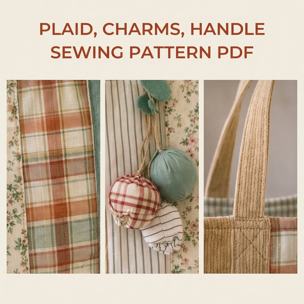 Corduroy Strip Patchwork Tote Sewing Pattern PDF – Easy Scrap Tote Bag