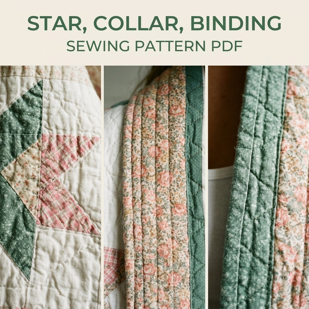 Star Quilt Shawl Collar Jacket Sewing Pattern PDF – Upcycled Quilt Jacket