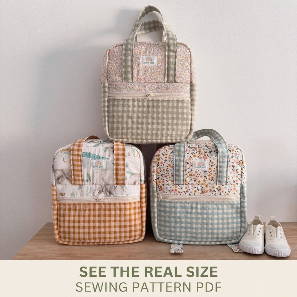 Kids Backpack Sewing Pattern PDF – Quilted Mini Backpack for Toddlers