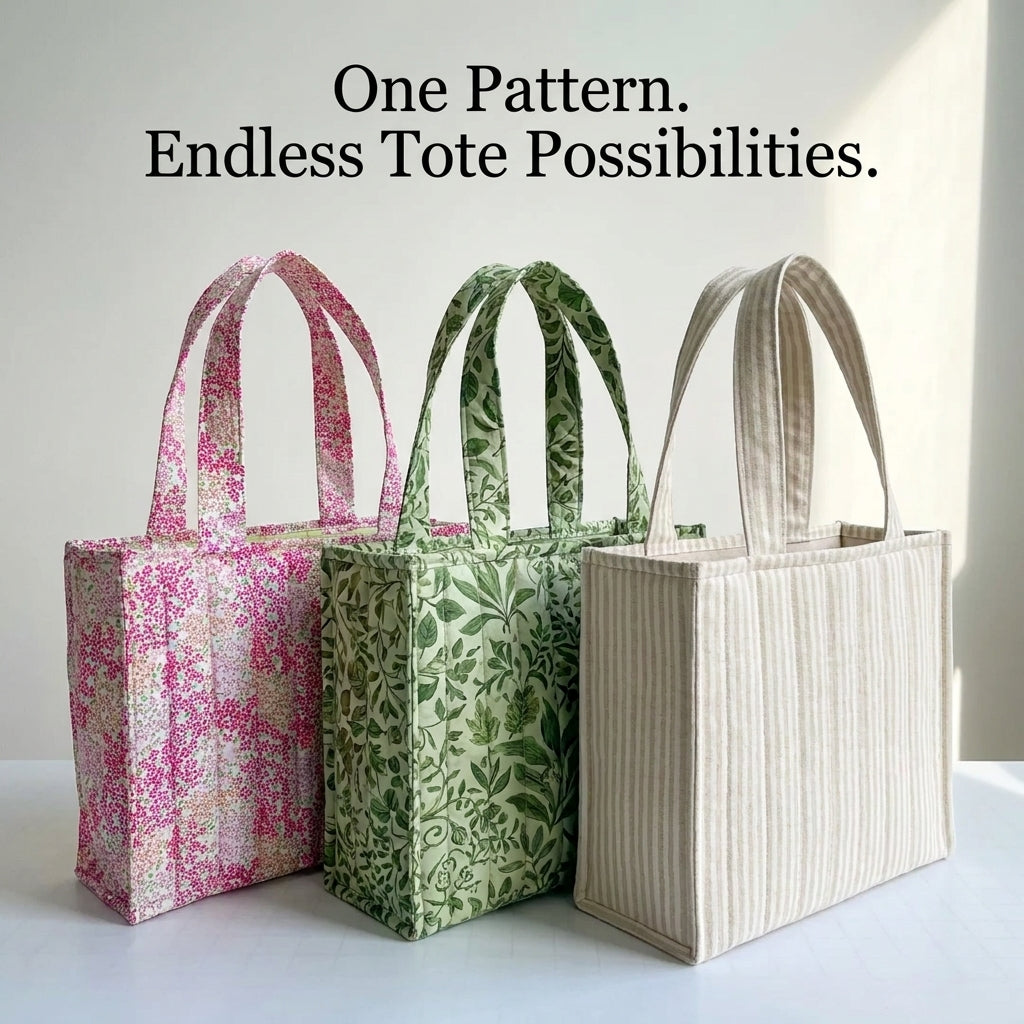 Tulip Tote Bag Sewing Pattern — Crossover Wrap Bag in Two Fabrics, Reversible, Beginner Friendly, PDF Download