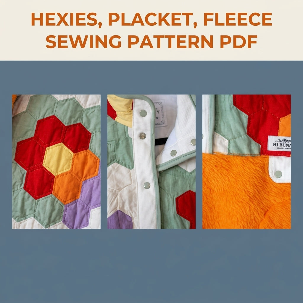 Hexagon Quilt Fleece Pullover Sewing Pattern PDF – Cropped Quilted Yoke Sweater