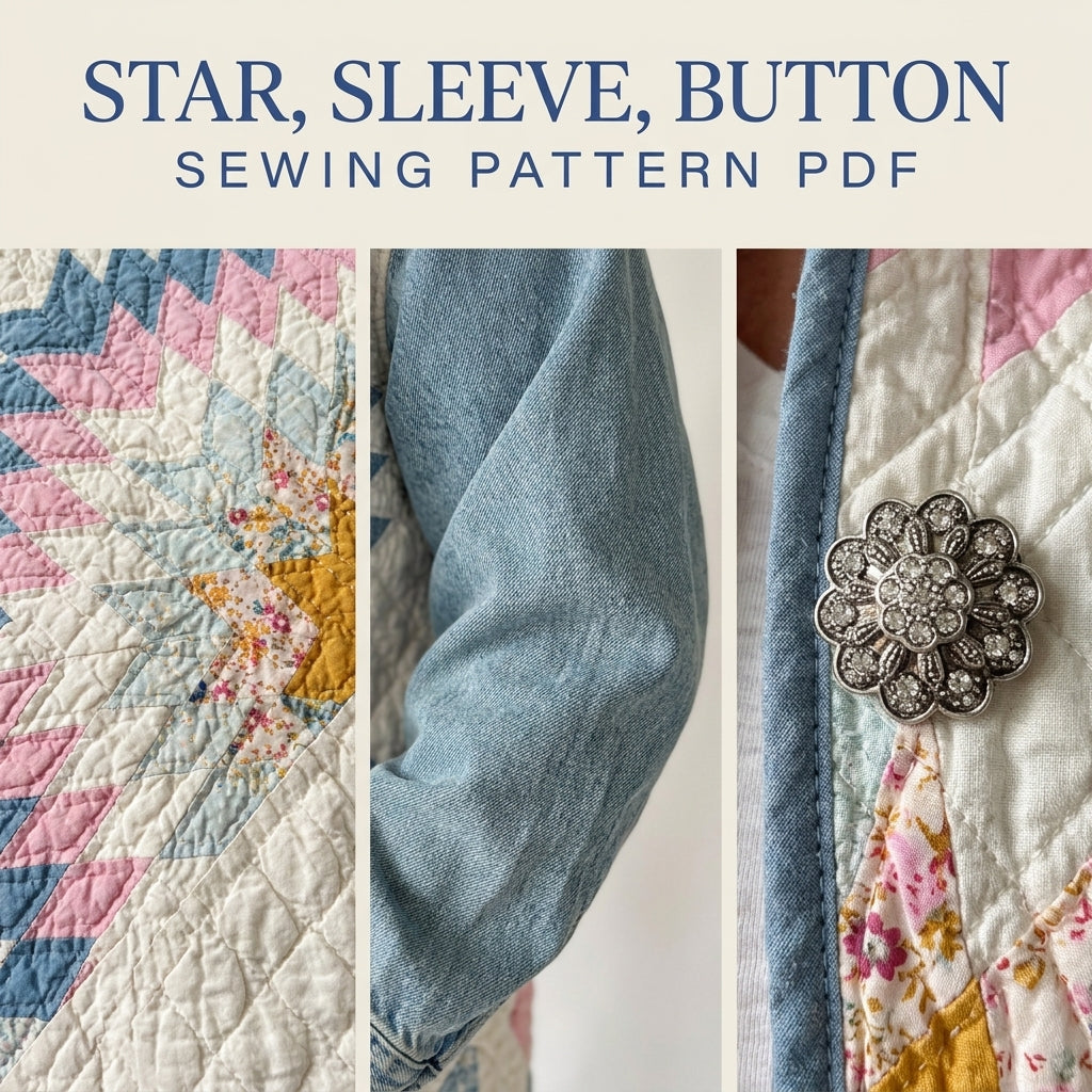 Lone Star Denim Quilt Coat Sewing Pattern PDF – Long Coat from a Quilt