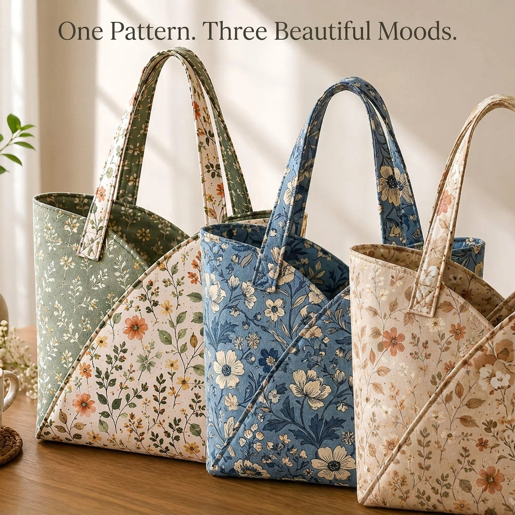 Quilted Tote Bag Sewing Pattern — Structured Rectangular Bag with Boxed Base, Beginner Friendly, PDF Download