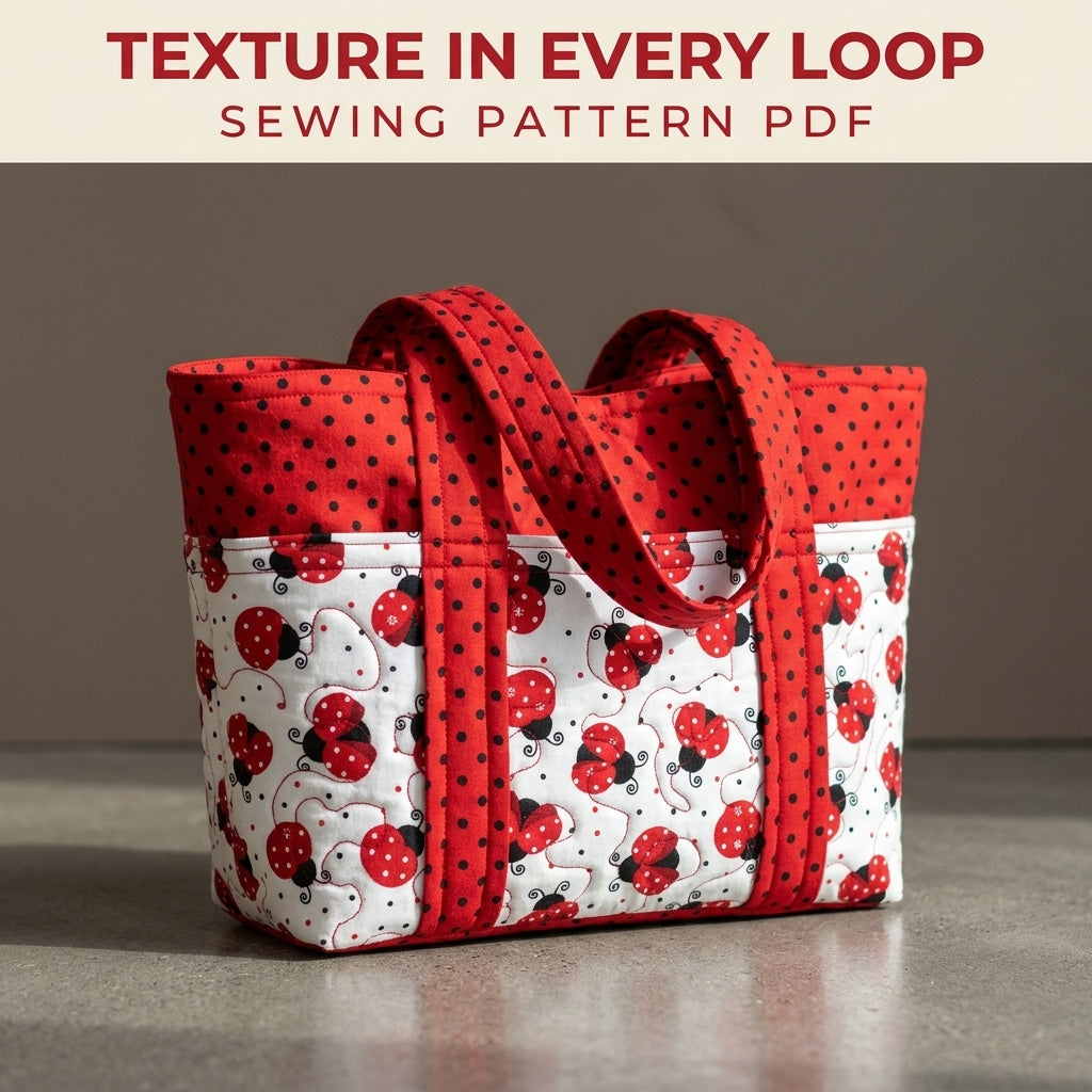 Ladybug Pocket Tote Sewing Pattern PDF – Quilted Tote with Outside Pockets