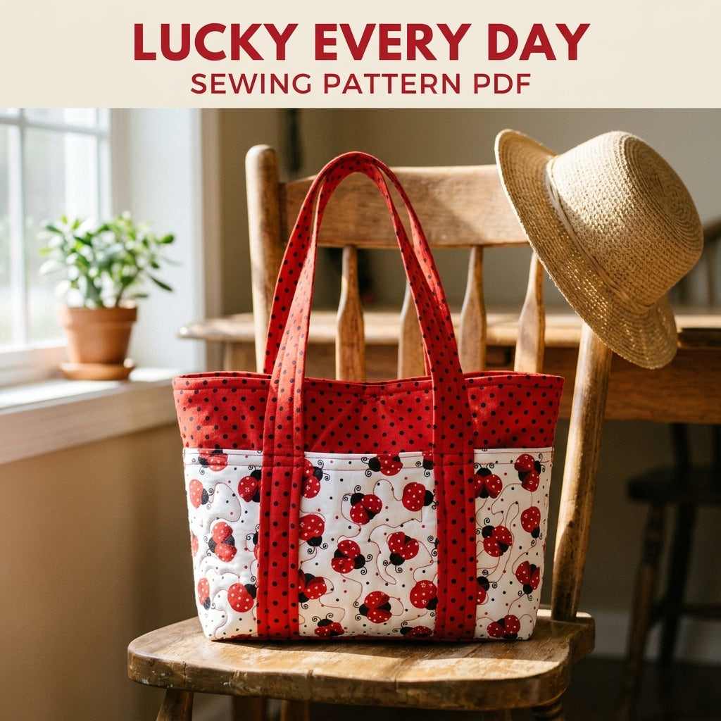 Ladybug Pocket Tote Sewing Pattern PDF – Quilted Tote with Outside Pockets