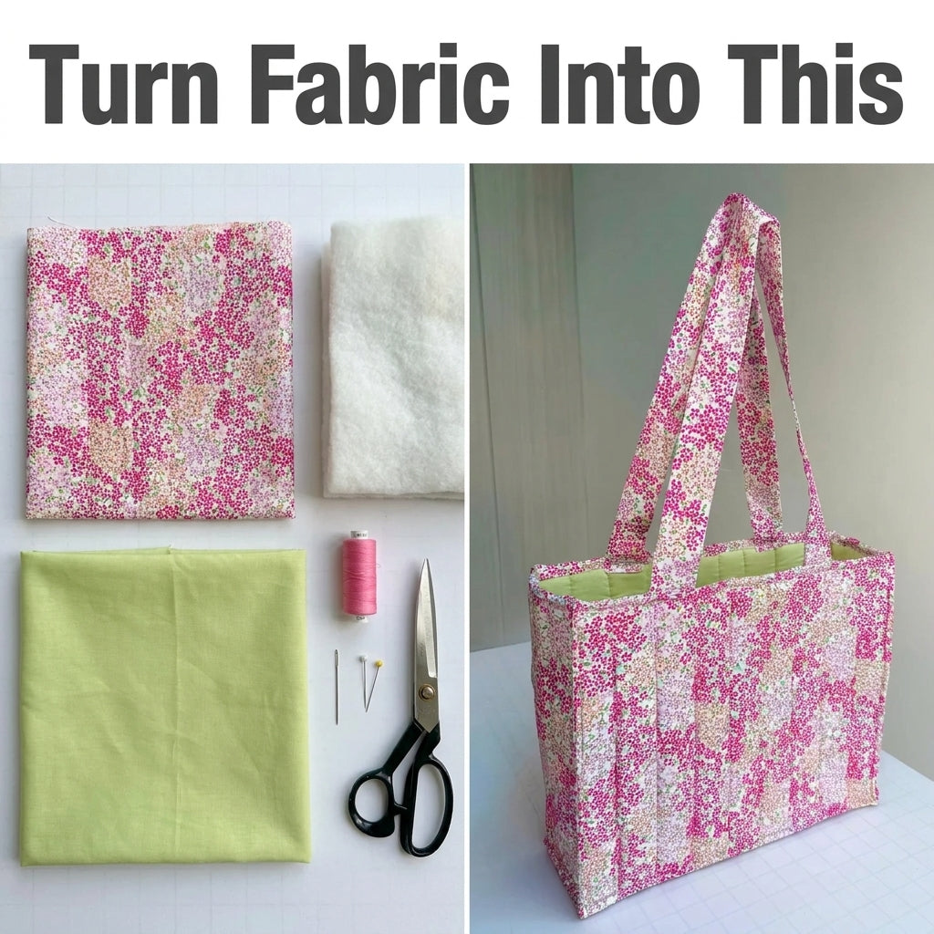 Tulip Tote Bag Sewing Pattern — Crossover Wrap Bag in Two Fabrics, Reversible, Beginner Friendly, PDF Download