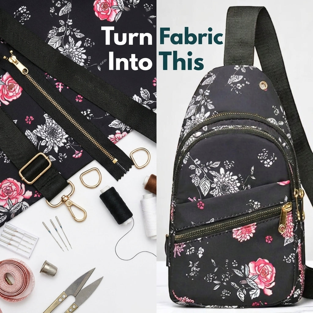 Sling Bag Sewing Pattern — Crossbody Chest Bag with Two Zip Pockets, Beginner Friendly, PDF Download