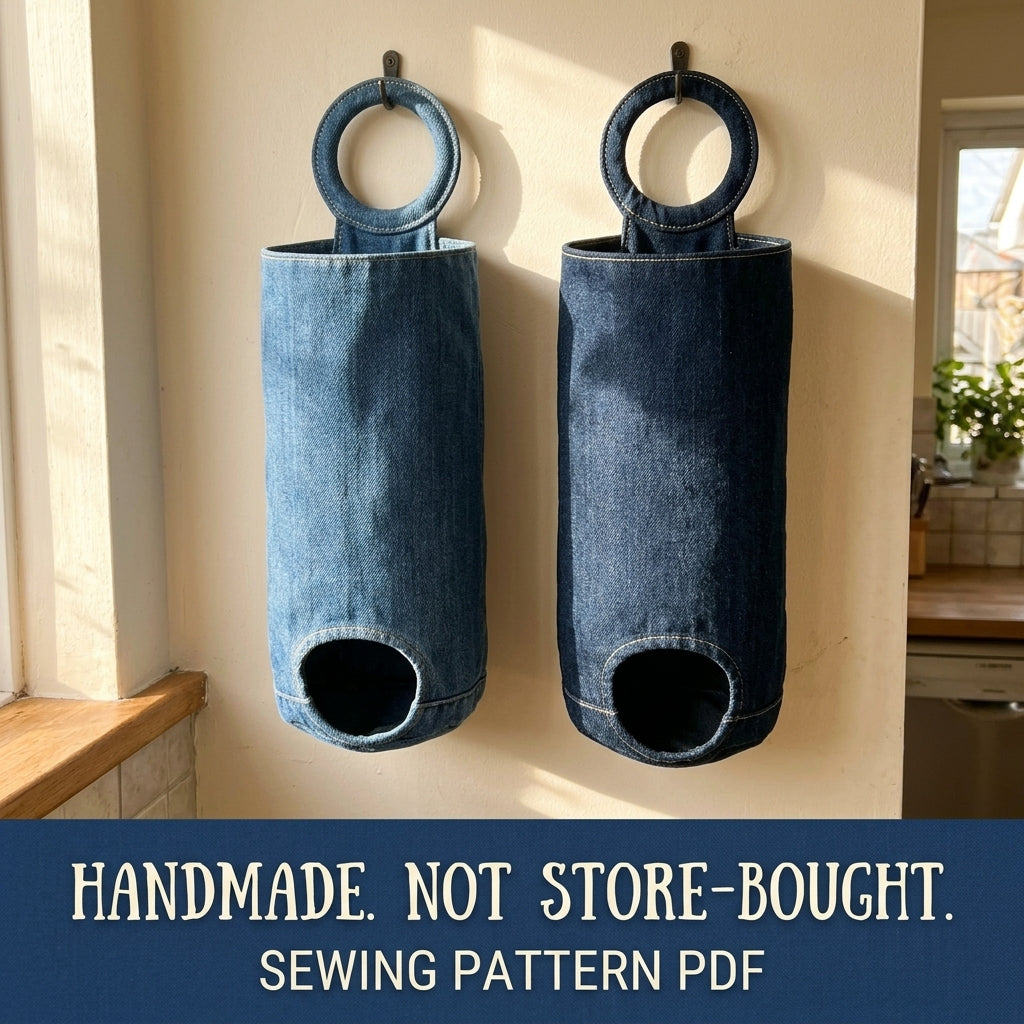 Denim Bag Dispenser Sewing Pattern PDF – Upcycled Jeans Plastic Bag Holder