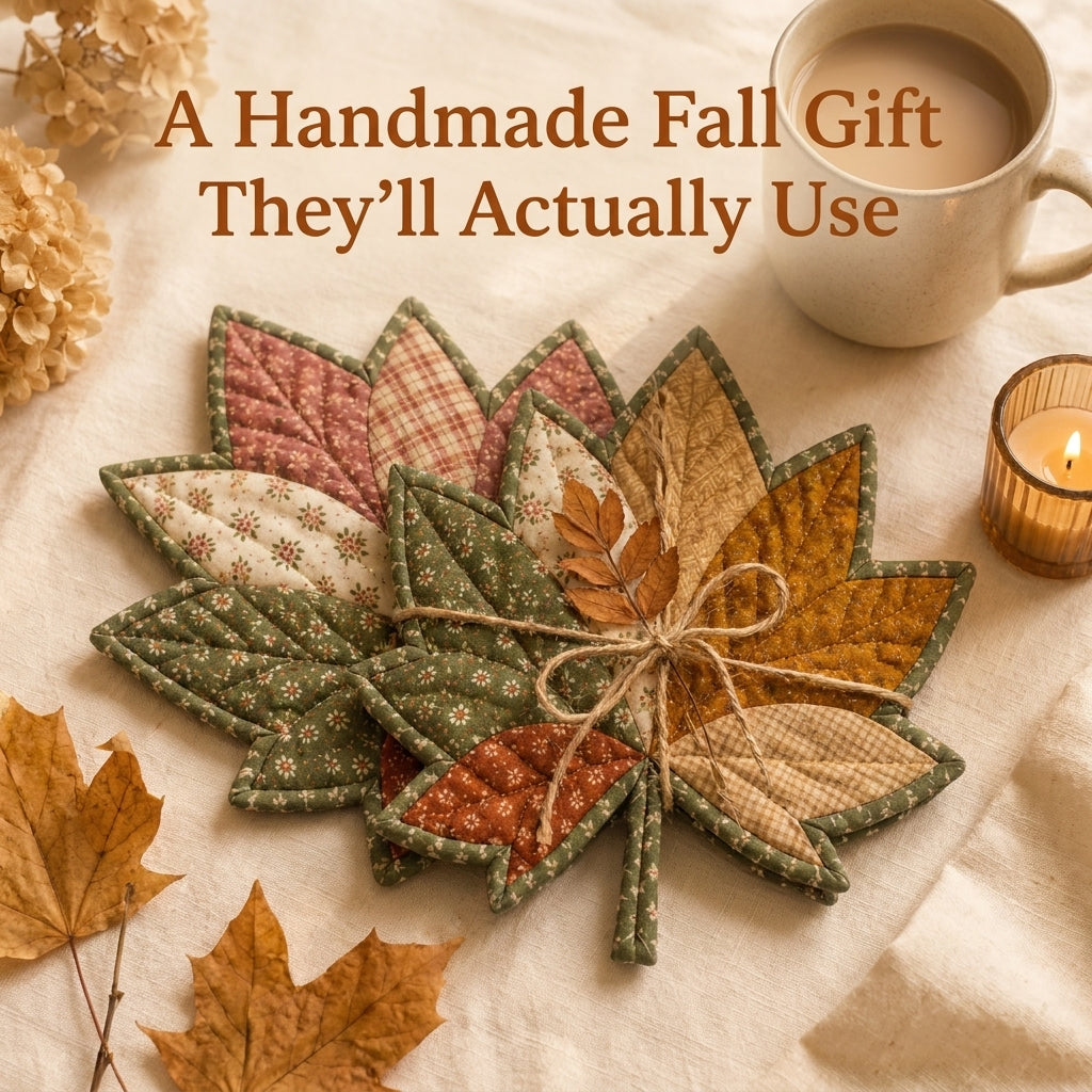 Maple Leaf Mug Rug Pattern — Quilted Autumn Coaster in 2 Sizes, Beginner Friendly, PDF Download