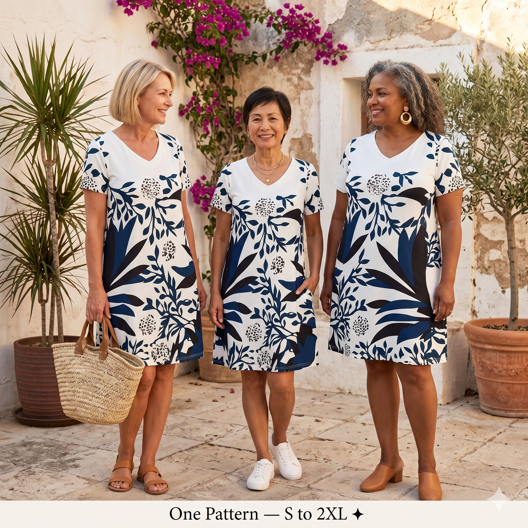 ✨ Floral Print V-Neck Summer Dress – Instant Download PDF Sewing Pattern