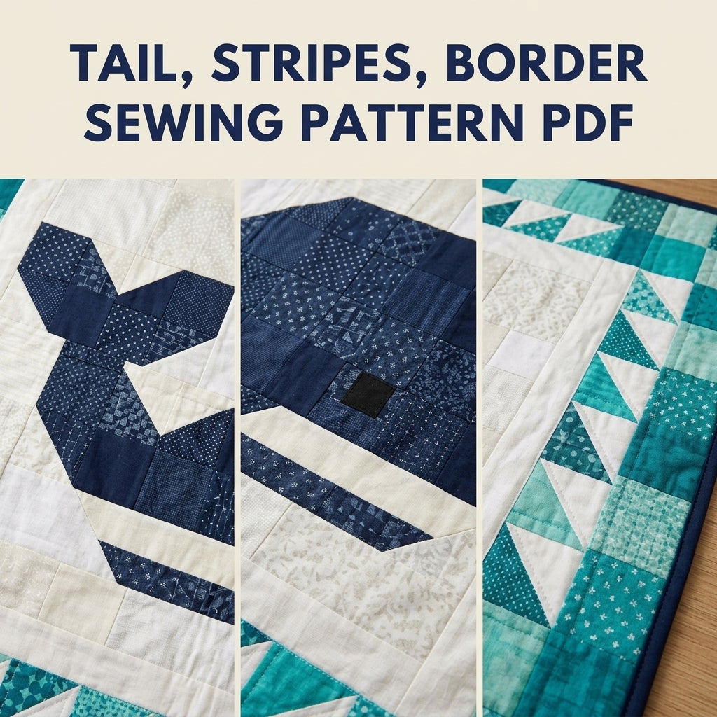 Whale Baby Quilt Pattern PDF – Ocean Pieced Nursery Quilt with Teal Border