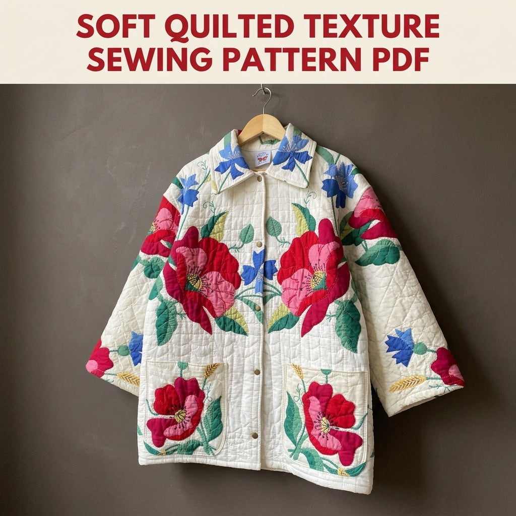 Poppy Appliqué Quilt Chore Coat Sewing Pattern PDF – Oversized Quilt Coat