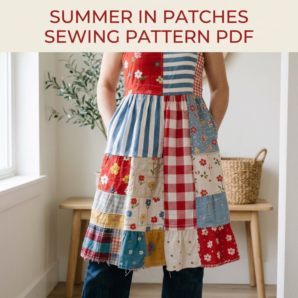 Patchwork Strap Sundress Sewing Pattern PDF – Scrappy Cottage Dress
