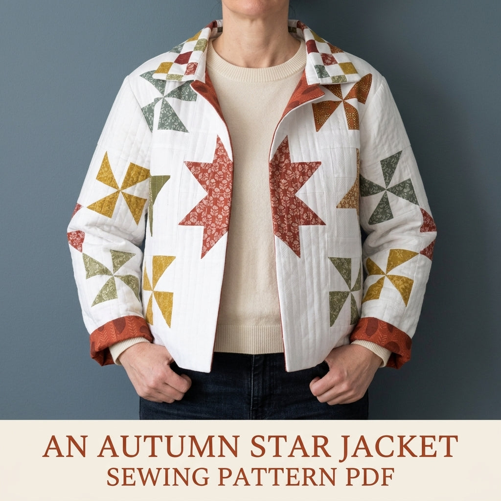 Autumn Star and Pinwheel Jacket Sewing Pattern PDF – Quilted Jacket with Back Medallion
