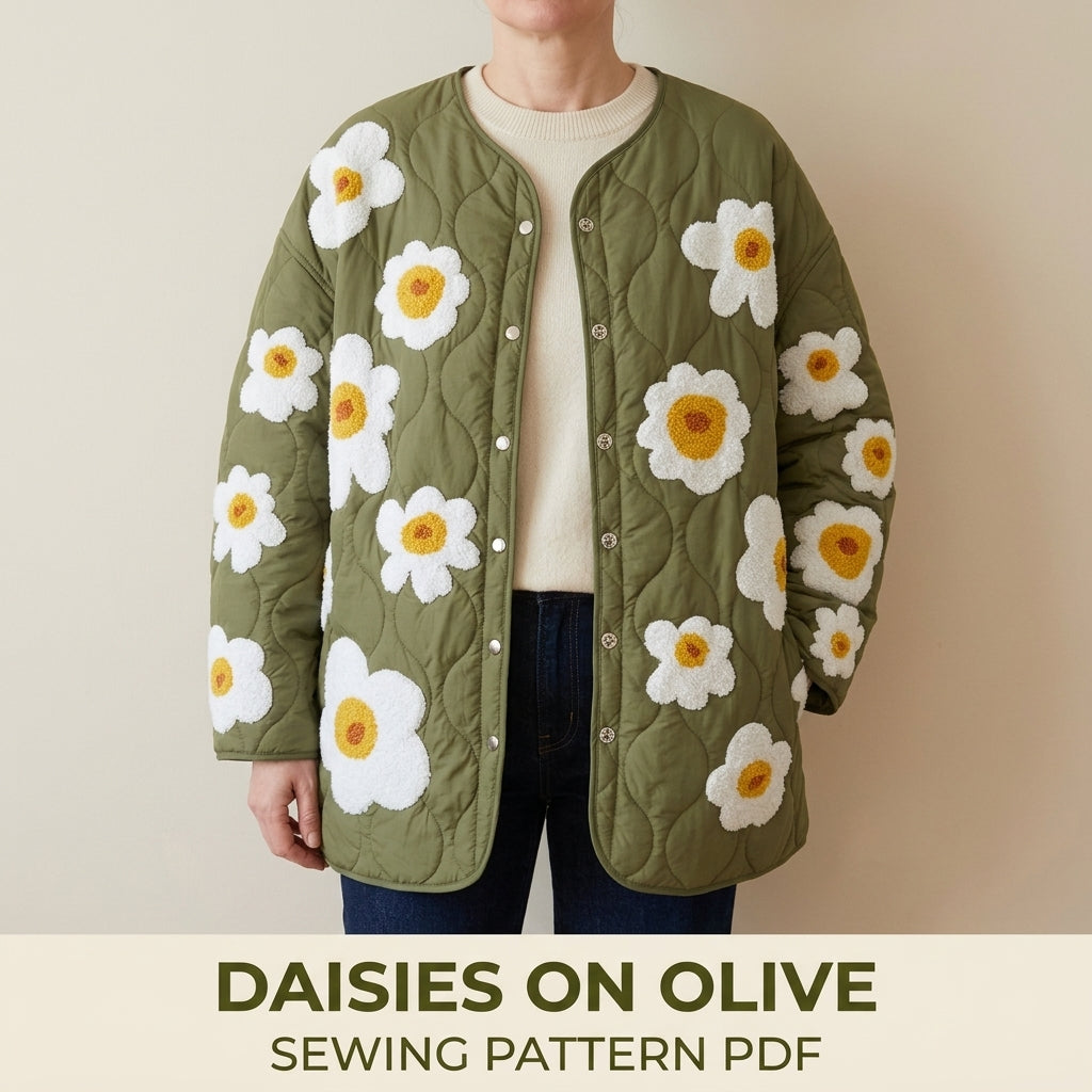 Daisy Quilted Liner Jacket Sewing Pattern PDF – Collarless Quilted Jacket