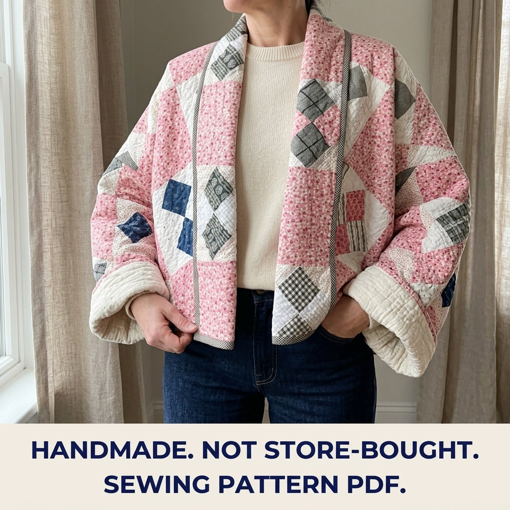 Pink Quilt Kimono Jacket Sewing Pattern PDF – Easy Quilt Coat