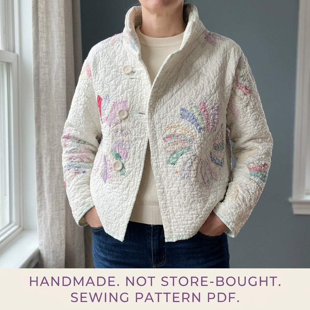 Dresden Plate Quilt Jacket Sewing Pattern PDF – Upcycled Quilt Coat