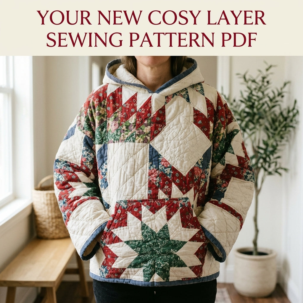 Star Quilt Hoodie Sewing Pattern PDF – Cropped Quilted Hoodie from a Quilt
