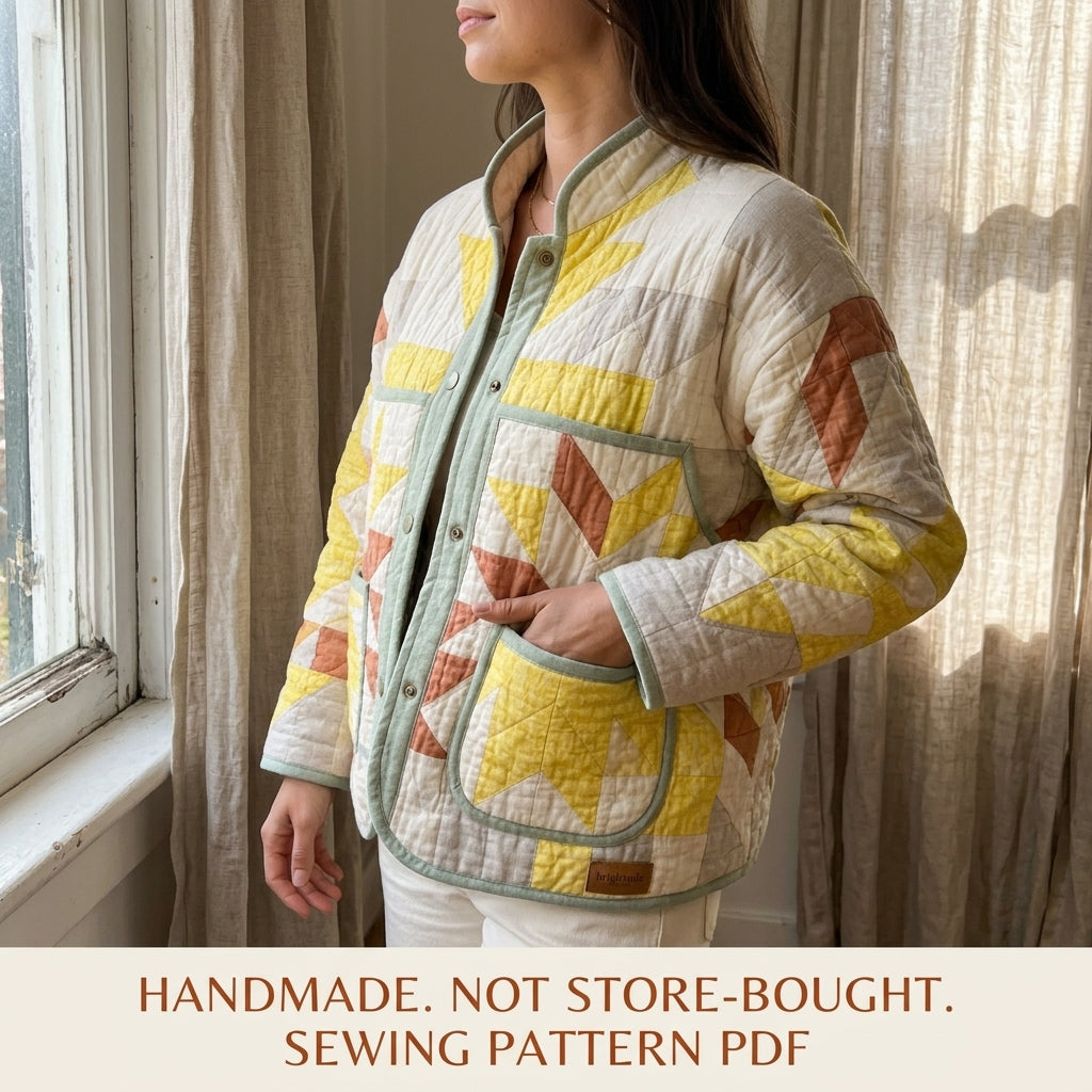 Lemon Star Quilt Jacket Sewing Pattern PDF – Boxy Quilted Coat