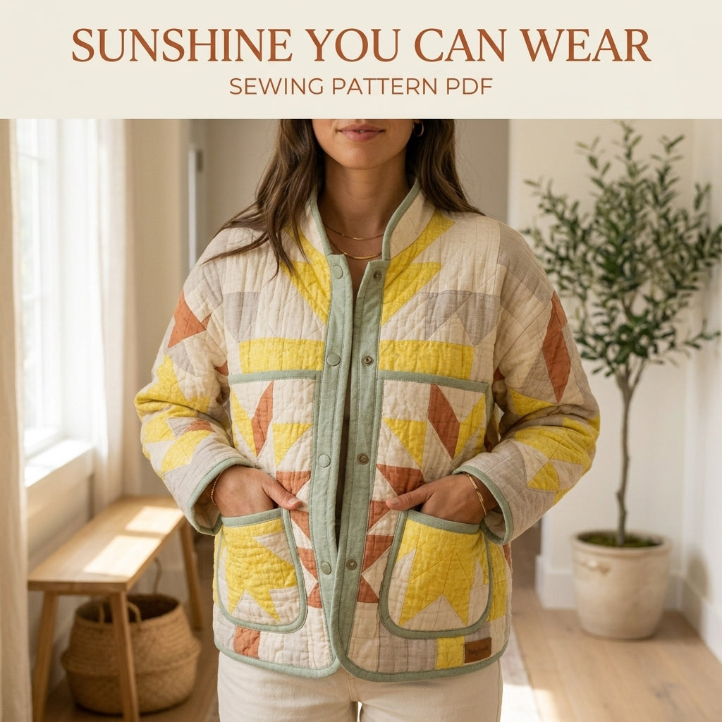 Lemon Star Quilt Jacket Sewing Pattern PDF – Boxy Quilted Coat