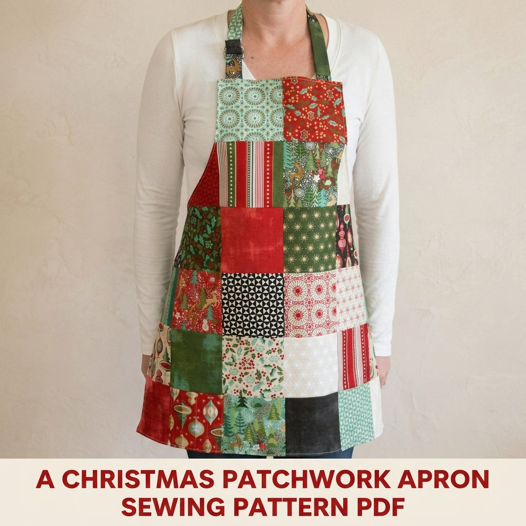 Christmas Patchwork Apron Sewing Pattern PDF – Charm Square Holiday Apron