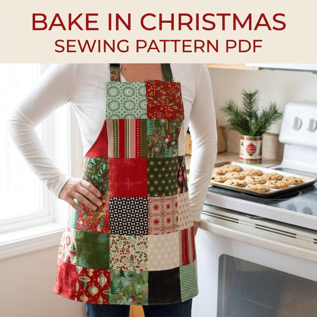 Christmas Patchwork Apron Sewing Pattern PDF – Charm Square Holiday Apron