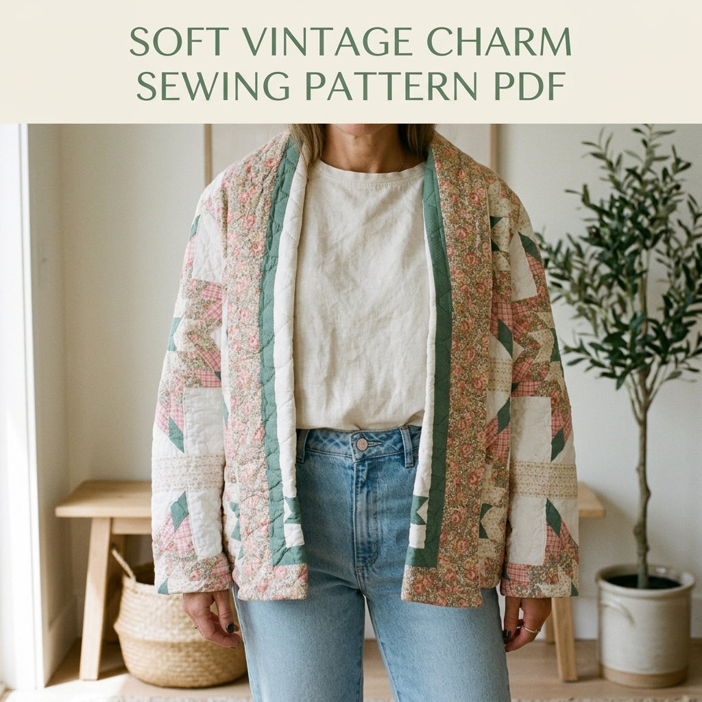 Star Quilt Shawl Collar Jacket Sewing Pattern PDF – Upcycled Quilt Jacket