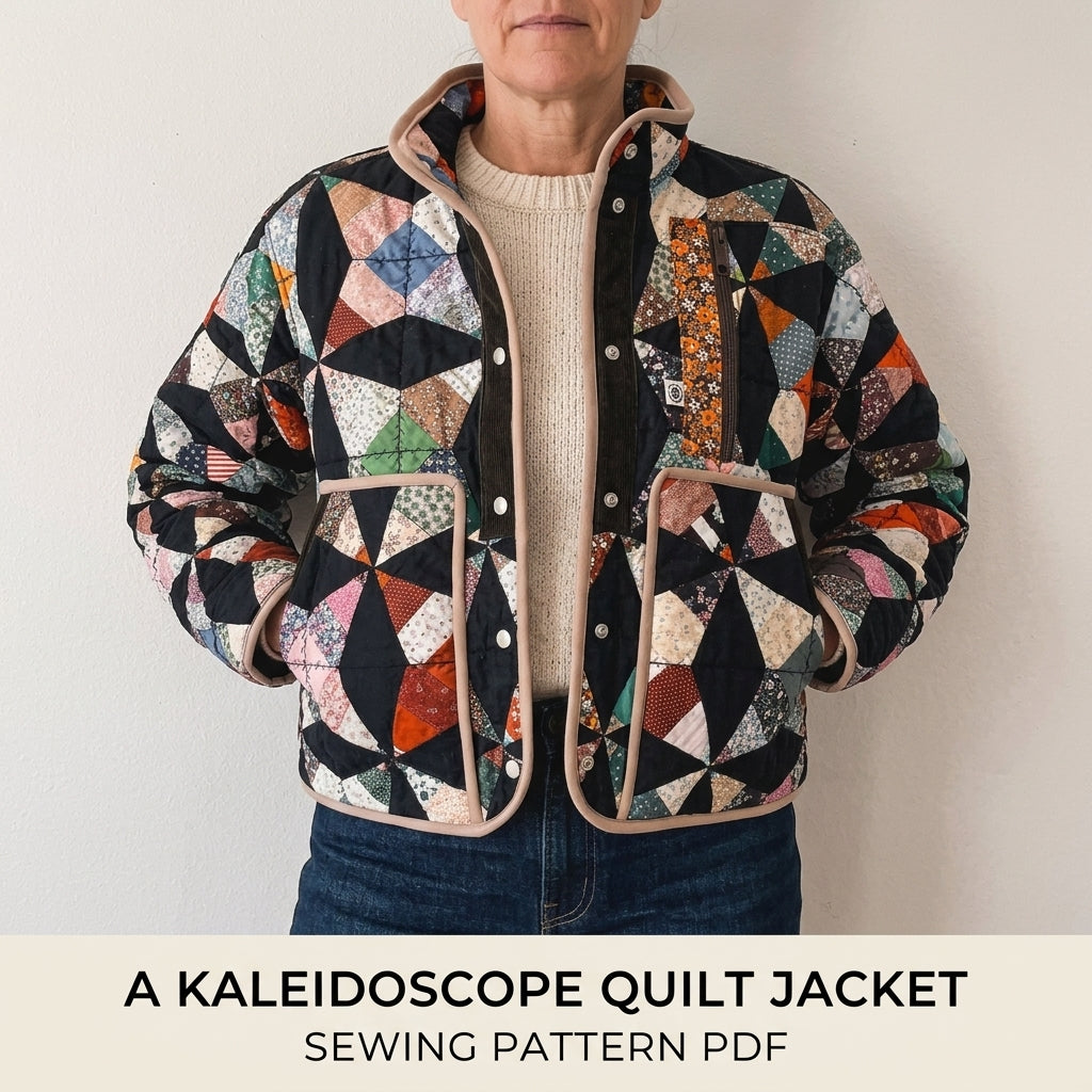 Kaleidoscope Quilt Jacket Sewing Pattern PDF – Cropped Quilt Coat