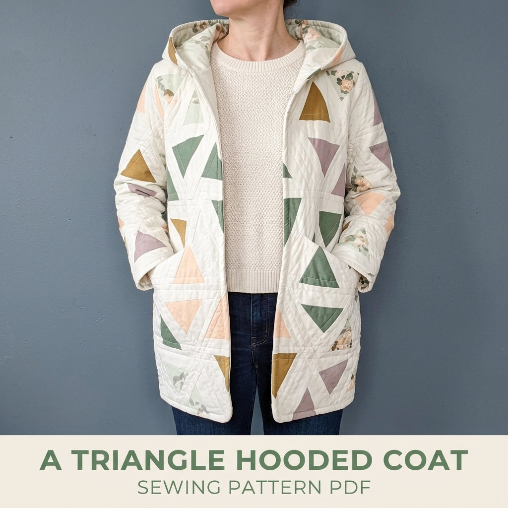 Triangle Hooded Quilt Coat Sewing Pattern PDF – Modern Quilted Coat